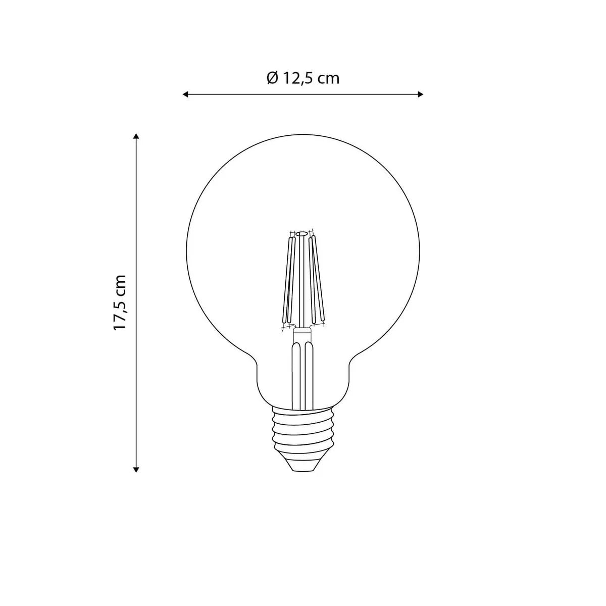 Ampolleta LED E27 Globo G125 Filamento 6W Luz Cálida Ámbar (Dimmable)