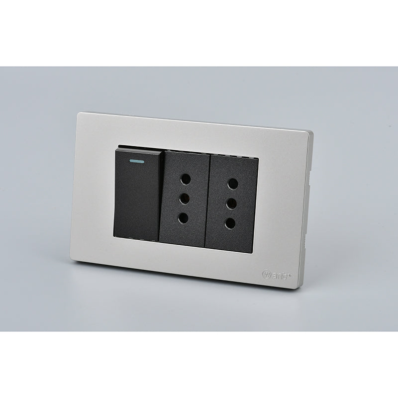 Interruptor Simple + Tomacorriente Doble 10A MET 9/12 | Uso Profesional Interior