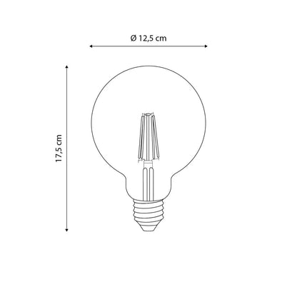 Ampolleta LED E27 Globo G125 Filamento 6W Luz Cálida Ámbar (Dimmable)