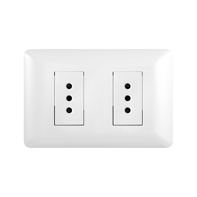 Tomacorriente Doble 16A Blanco para Instalaciones Eléctricas Interiores