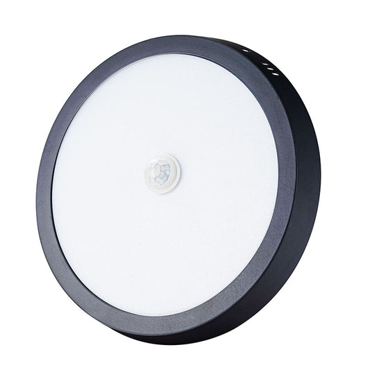PANEL LED ECO CON SENSOR NEGRO SOBREPUESTO REDONDO 12W
