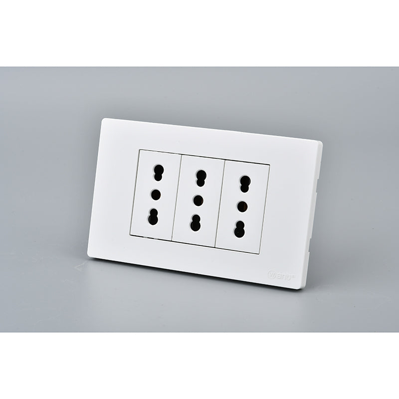 Tomacorriente Triple 16A Blanco para Instalaciones Eléctricas Interiores