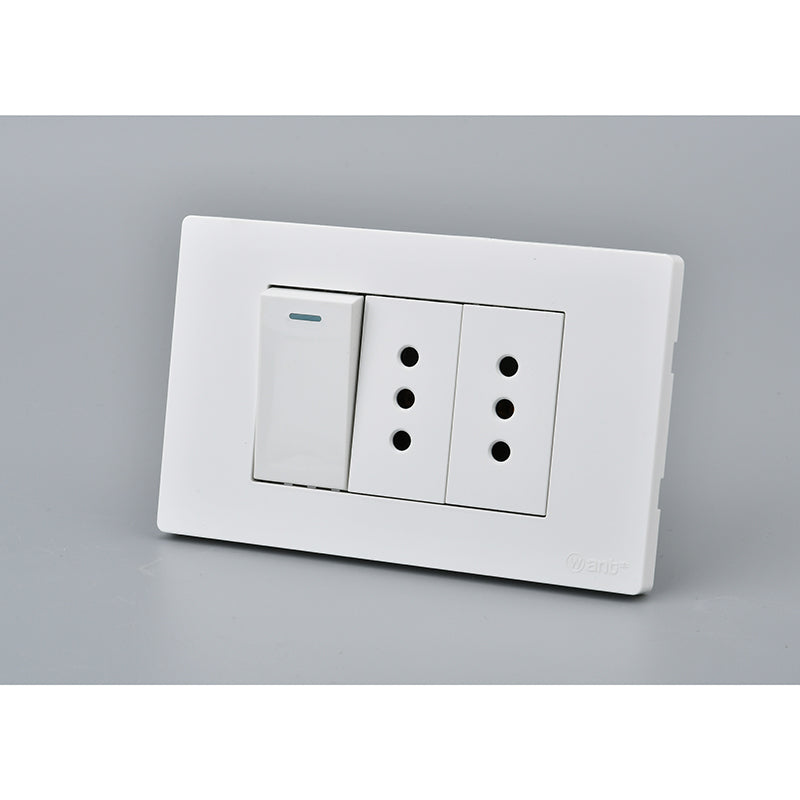 Interruptor 16A con Tomacorriente Doble 10A Met 9/12 Certificado SEC