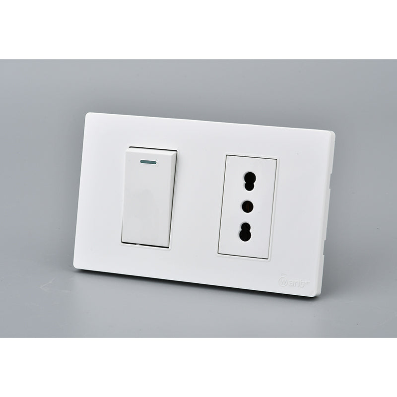 Interruptor Simple 16A + Tomacorriente 16A Met 9/12 | Uso Profesional Interior