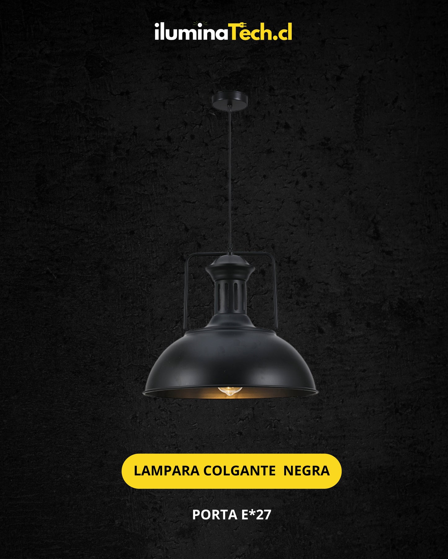 LAMPARA COLGANTE NEGRA E*27