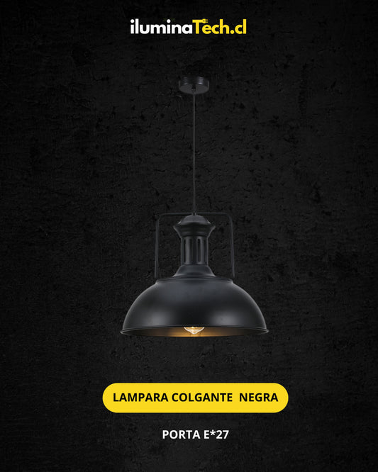 LAMPARA COLGANTE NEGRA E*27